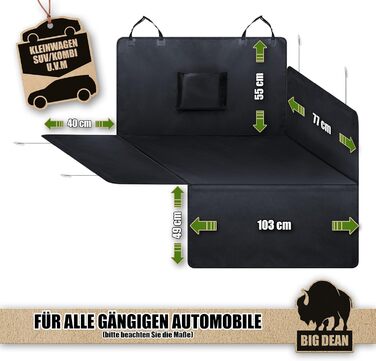 Захисна килимок у багажник BigDean для собак та багажу з захистом бокових стінок та бампера – водонепроникний та брудовідштовхуючий