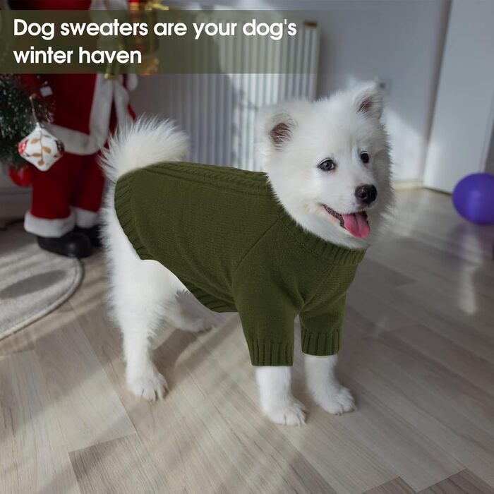 Пуловер для собак великих порід, з високим коміром, теплий зимовий одяг для собак, зелений (XX-Large)