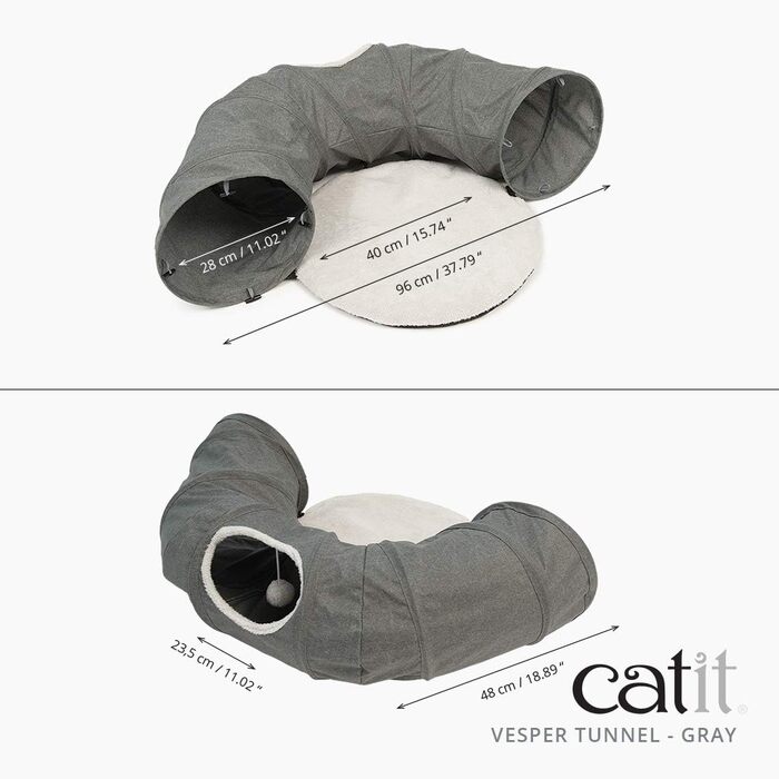 Тунель для котів Catit Vesper з подушкою, сірий