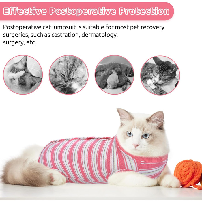 Одяг для котів після операції Citétoile: Комбінезон для захисту рани, альтернатива електронного комірця, рожевий, розмір M