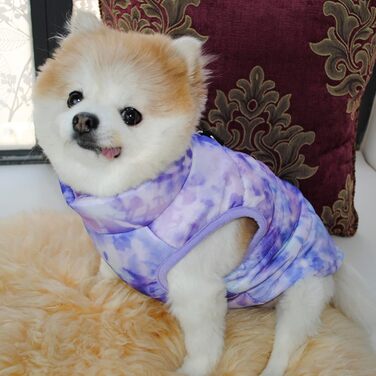 Зимовий теплий пуховик для собак YRRYGMN, тепла жилетка, для котів та цуценят, розмір XL, фіолетовий, з принтом 'Райдуга'