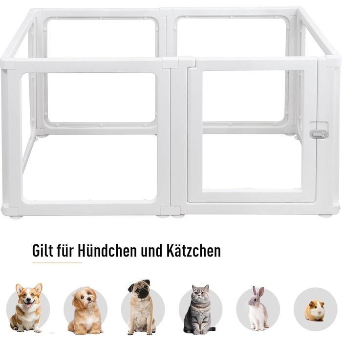 Кігульник для собак Citylife 6-TLG, 60 см, розкладний, з дверцятами, для собак, котів, кроликів, рухливий вольєр для дому, XXL, антиковзаюча поверхня