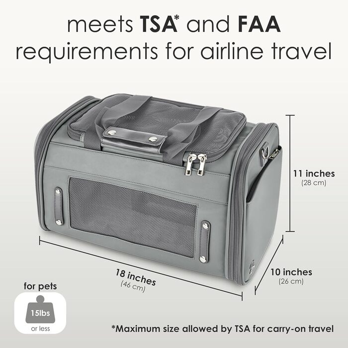TSA-схвалена розкішна переноска для домашніх тварин з PU-шкіри для малих собак і котів