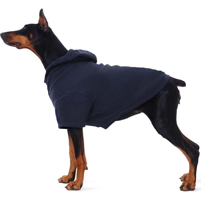 Теплий флісовий худі з капюшоном для великих собак Nanaki з отвором для повідка, блакитний, для хлопчиків та дівчаток, м'який, еластичний, розмір 3XL (Обхват грудей: 89.9 см)