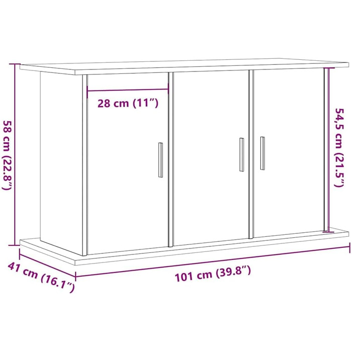 Підставка для акваріума vidaXL 101x41x58 см, ДСП, чорна/дубова