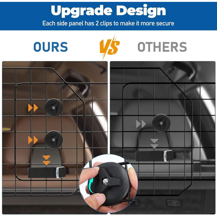 Бар'єр для собак OUSHENG в SUV: регульована перегородка для автомобіля, сітка, чорний колір