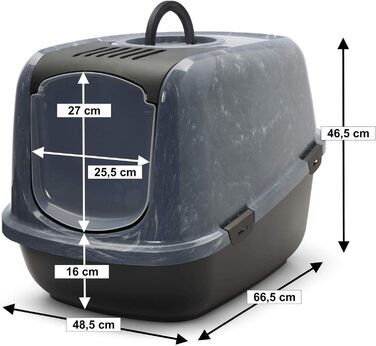 Туалет для котів XXL Nestor Jumbo, чорний мармур, для великих порід, 66,5×48,5×46,5 см