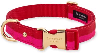 Нашийник для собак Kate Spade New York, регульований, 39,4-61 см, з золотою металевою пряжкою, для середніх і великих порід, червоно-рожевий