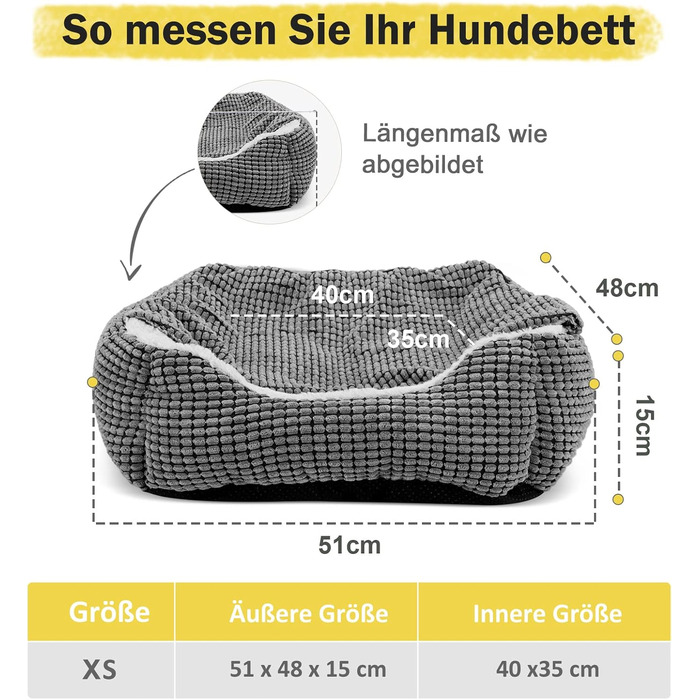 Крісло-ліжко для собак JOEJOY, кошик для собак, знімний коврик, зручне та миюче, неслизьке, до 9 кг, 51x48x15 см