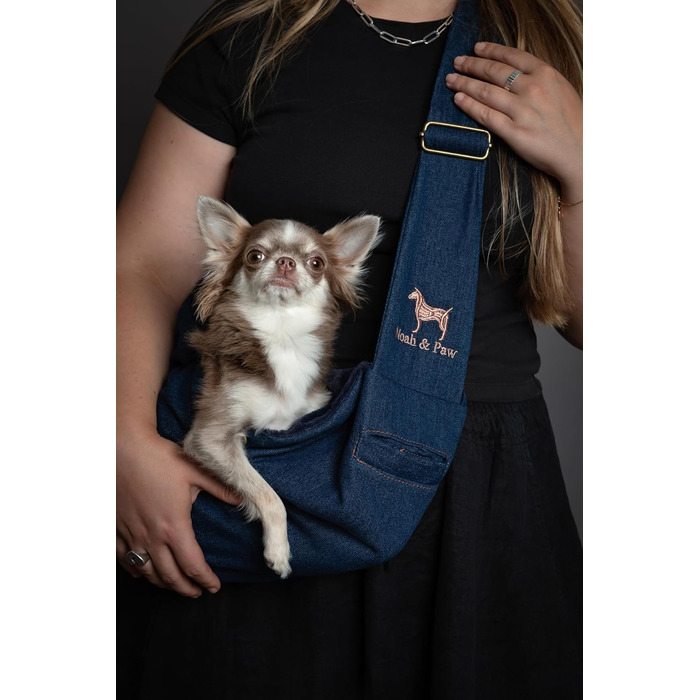 Трансформер для собак Noah & Paw до 5 кг: сумка-переноска з регульованим ремінцем та м'яким хутром, подвійний захист, преміум денім