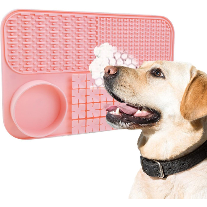 Повільний годівник для собак, лижуча килимок-пазл, годівниця для собак з присосками, килимок для лизання котів, рожевий колір A