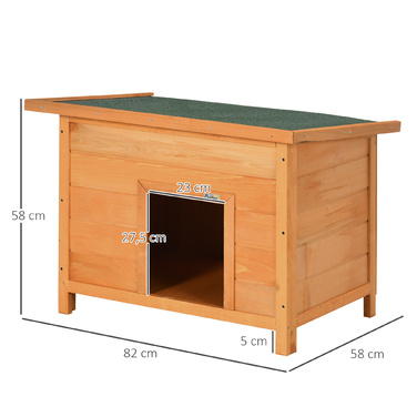 PawHut Dog Kennel Затишна собача печера з ялинового дерева з дахом, ідеально підходить для собак і кішок, 82x58x58 см | Aosom