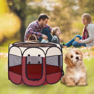 Килимок для собак та котів, портативний, складаний, 31 x 23 см, бежевий та червоний