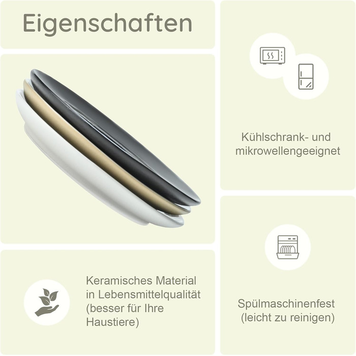 Набори мисок для котів SPUNKYJUNKY 3 шт. з кераміки. Миски для корму котів (білий, бежевий, коричневий, плоскі)