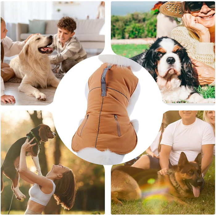 Зимова куртка для собак - тепла рожна куртка з флісу, вітронепроникний одяг для собак середнього розміру, коричнева