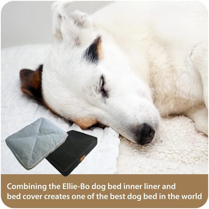 Ліжко для собак Ellie-Bo, розмір S, 56 x 41 x 10 см, чорний з коричневими паспалями. М'який матрац, водовідштовхувальний матеріал Oxford, наповнювач: поліестер. Підходить для клітки 61 см