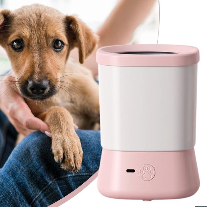 Автоматичний очищувач лап для собак | Очищувач лап з двома швидкостями | Для кемпінгу, подорожей, вулиці (рожевий)