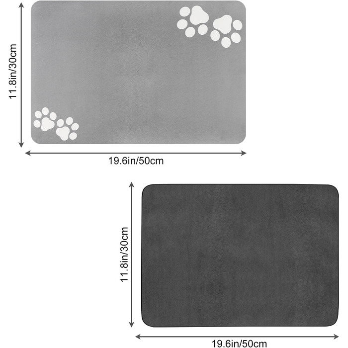 Нековзна підкладка під миску для собак та котів: чорна 40x60 см. Швидковисихаюча, легко миється. Підкладка для миски для тварин.