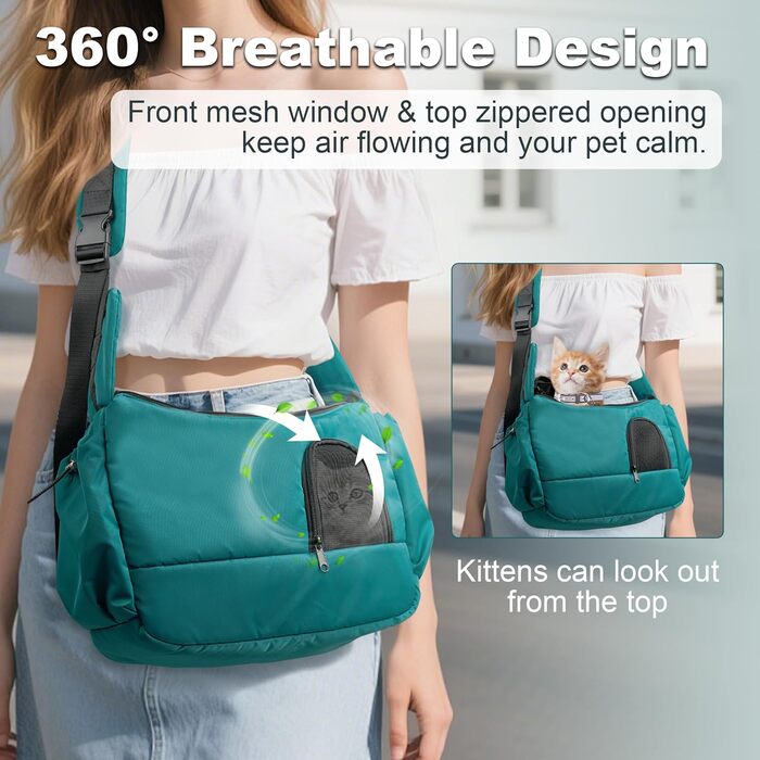 Трансформер для собак та котів до 3,2 кг, дихаюча переноска для тварин, сумка-переноска з кишенями, блакитна