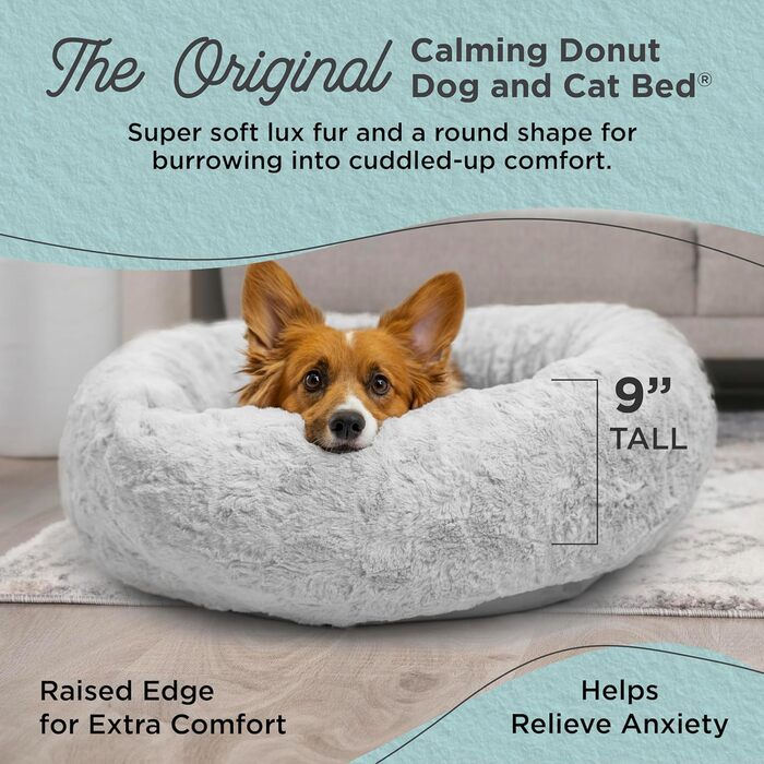 Круглий лежак для тварин Sheri The Original Calming Donut Lux - Сірий, 76 x 76 см