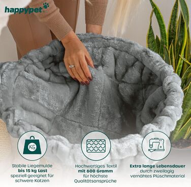 Котячий дряпак HAPPYPET Leonardo XXL для великих котів, 250-275 см, стійкий, товсті стовпи 18 см, лежанки до 20 кг, дімка, натуральне дерево, для мейн-кунів і рагдолів