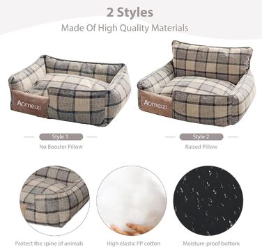 Ортопедичне ліжко для собак середніх та великих порід PETCUTE з знімним та миючим чохлом, антиковзаюче дно, м'яке диван-ліжко, сірий колір, з підголівником