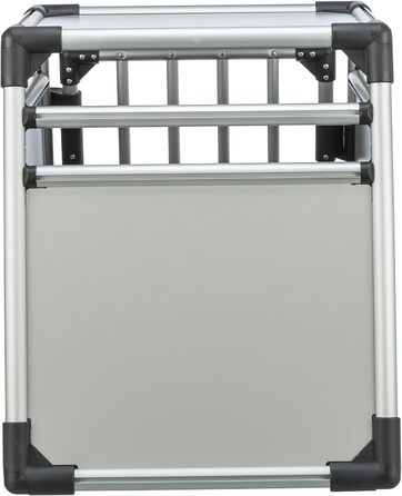 Тріксі переносна клітка для собак, алюміній, срібна, розмір S (48x57x59 см) / L (78x55x62 см), стабільна, тиха, з безпечним замком та неслизьким килимком