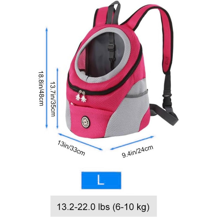 Рюкзак-переноска для собак і котів до 10 кг, рожевий: зручний для подорожей, прогулянок та хандерінгу
