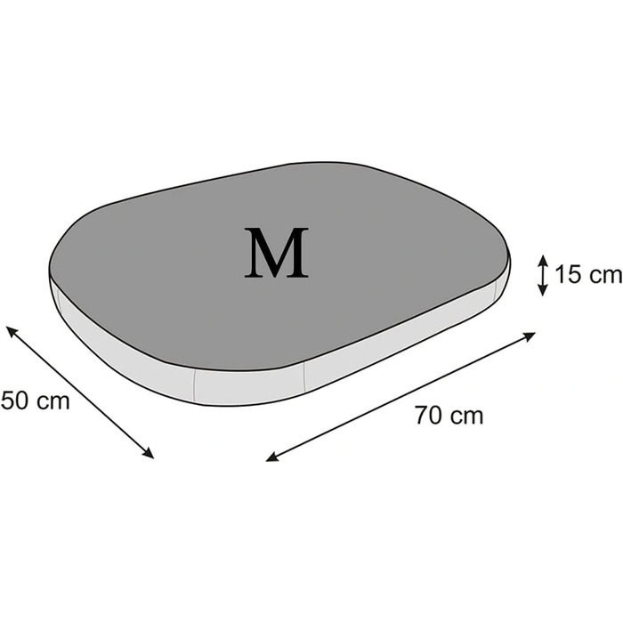 Матрац для собак овальної форми, 70x50x15 см, сірий - водонепроникний, кучевий, для собак маленьких, середніх та великих порід, Outdoor, миючий