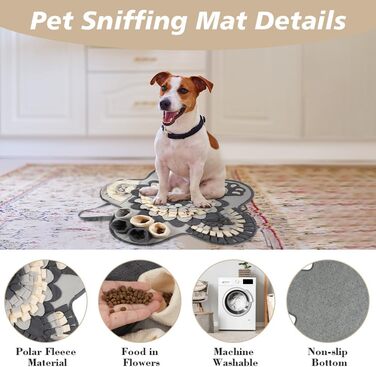 Килимок для собак з пошуком їжі, інтерактивна іграшка-килимок, 60x60 см, сірий