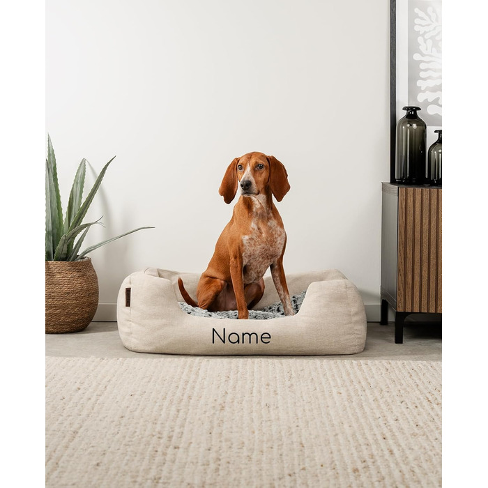 Кругле ліжко для собак та котів Lionto з м'яким двостороннім подушкою, бежеве, 80x60 см