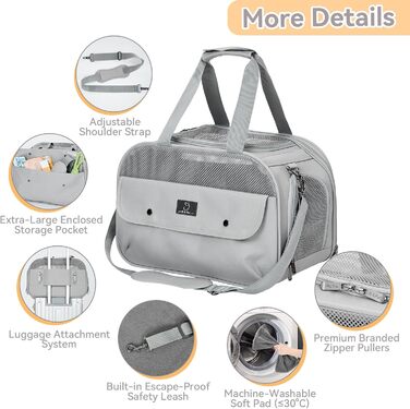 Транспортний бокс для котів та собак, сірий. Підходить для авіаперельотів та авто. Легкий, з безпечними пряжками та сіткою. Також використовується як сумка для зберігання.