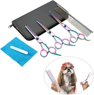 Набір професійних ножиць для грумінгу собак та котів, нержавіюча сталь, вигнуті