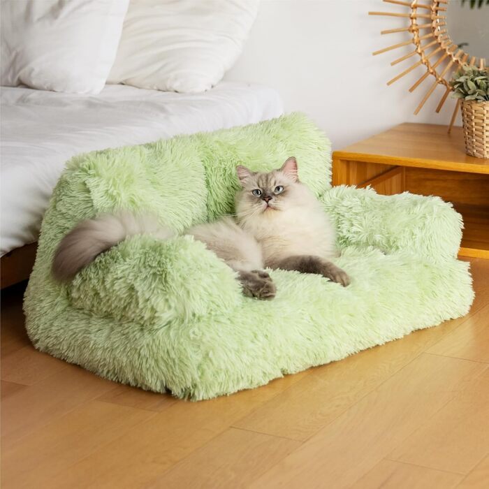 Лежак для котів і собак MEWOOFUN, плюшевий, 76x45 см, знімний та придатний до прання, зелений