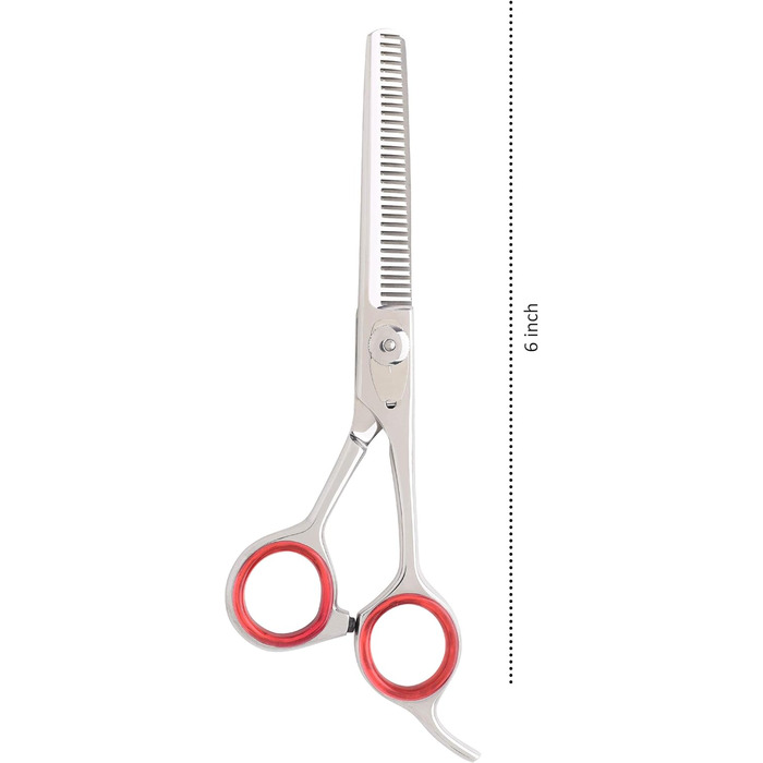 Професійна ножиця для филирування з гачком, 15.2 см, з регулюванням напруження, нержавіюча сталь, для текстурування волосся, з кільцями для пальців