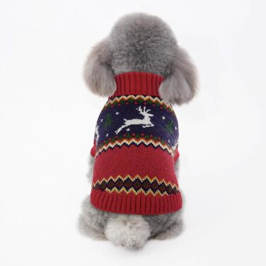 Теплий святковий пуловер для собак на Новий Рік: теплий, м'який, для малих та середніх порід, ідеальний для котів та собак, червоний, розмір M (44см)