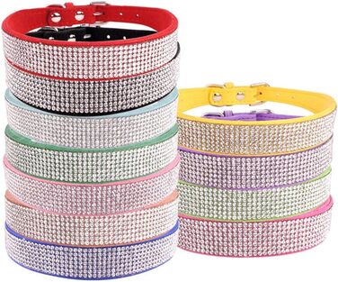 Набір собачого ошейника та повідка з блискітками ETOPARS, ошийник та повідка для собак та котів (Червоний, M)