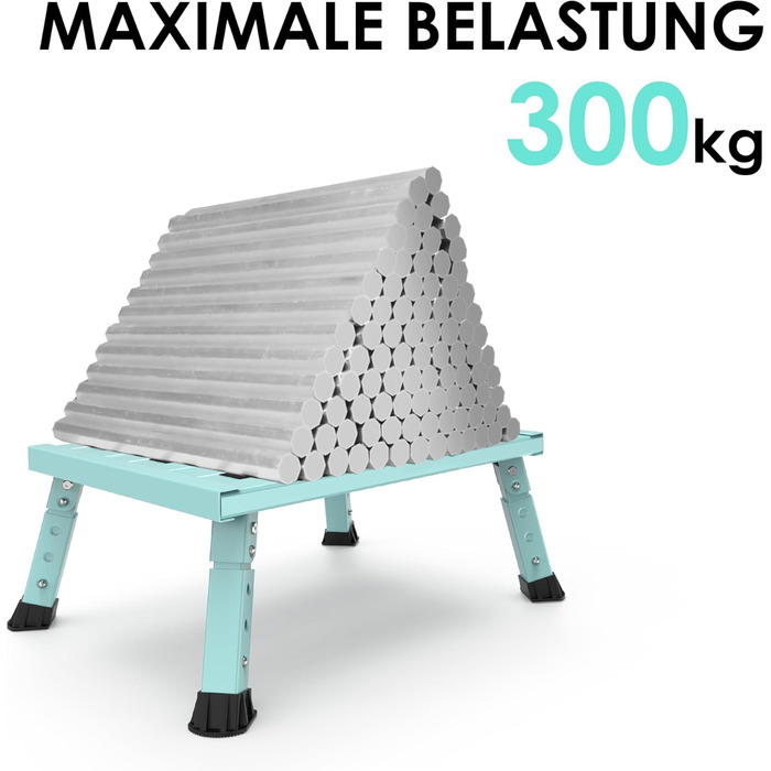 Алюмінієва розкладна сходинка-підставка, 300 кг, 3 сходинки, регульована висота, широка антиковзаюча поверхня, для автодому, саду та сходи для собак, легка та складна (зелена)