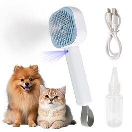 Бурштук для котів з парою, парова щітка для котів та собак, акумуляторна щітка для собак та котів з 2 рівнями розпилення, багатофункціональна щітка для догляду за шерстю, видалення шерсті та масаж