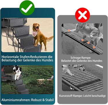 Східці для собак OUUTMEE: 4 сходинки, складані, з антиковзким покриттям, для маленьких та великих собак до 80 кг, для авто та SUV