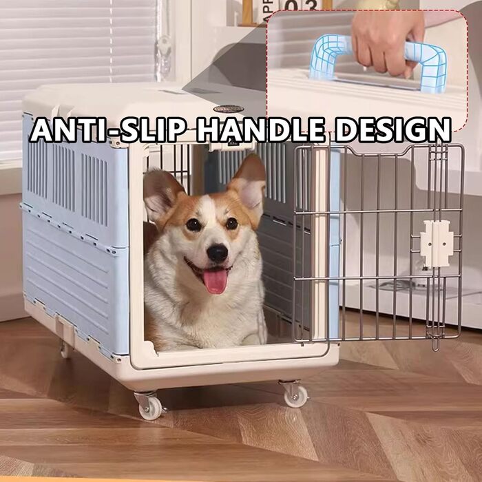 Транспортний бокс для собак та котів, складаний, блакитний, 31.5 x 55 x 36.4 см