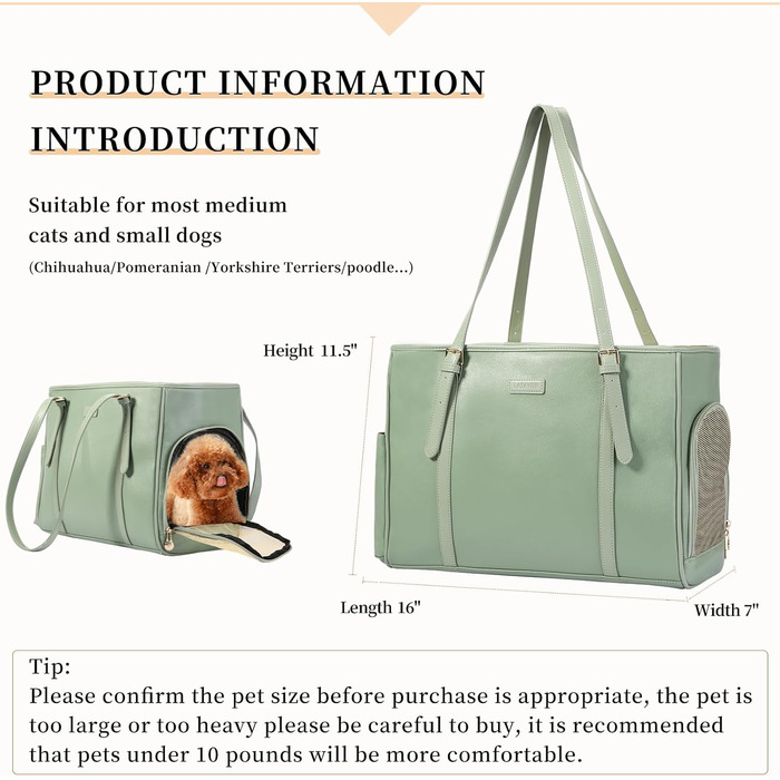 Сумка-переноска для собак і котів Fashion Dog, шкіряна, зелена, м'яка, авіаційного стандарту, для маленьких тварин