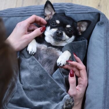 М'яка ковдра для собак та котів 100x80 см (сіра, для дому та подорожей, миюча)