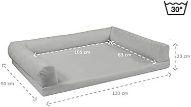 Ортопедичне ліжко для собак Juelle з штучної шкіри, собаче ліжко-софа з ортопедичним матрацом, знімний чохол, придатне для прання в пральній машині Lord L-XXL (120x90 см, темно-коричневе)