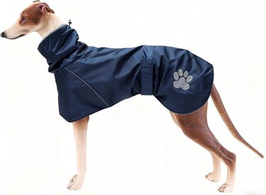 Водонепроникний дощовик для віндгорнів (Whippet) Geyecete, теплий плюшевий підкладка, для середніх та великих собак, синій, XL (довжина спини: 66-69 см)