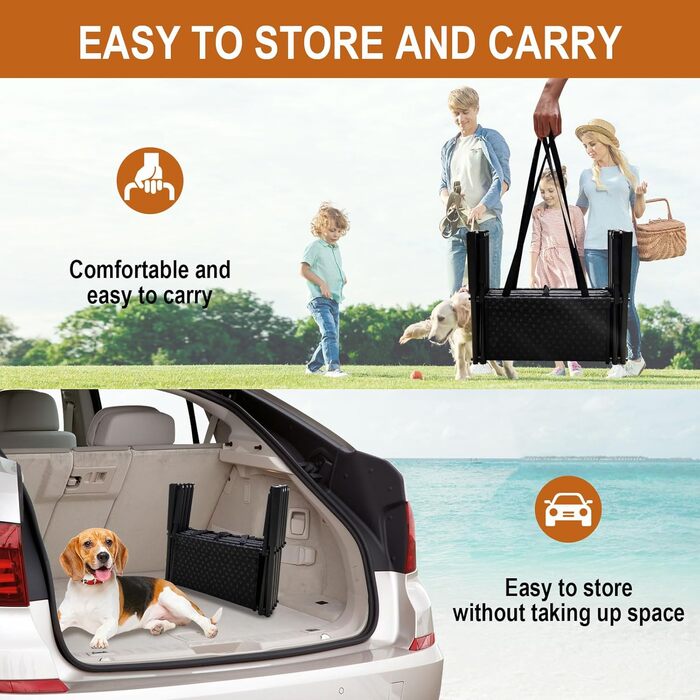 Східці для собак у машину, портативні складані сходинки для великих собак, 4 сходинки, підходять для авто, вантажівок, SUV, легкі для подорожей