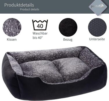 Крісло-ліжко для собак з знімним подушкою, можна прати, чорний колір, розмір M