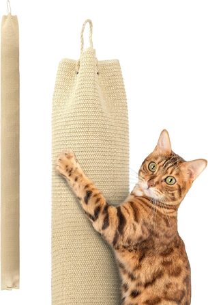 Кліматизатор для котів BSWAY 16x16x240 см, котяче канатне дерево, мішок з сизалю, котячий кліматизатор з гачками та наповнювачем