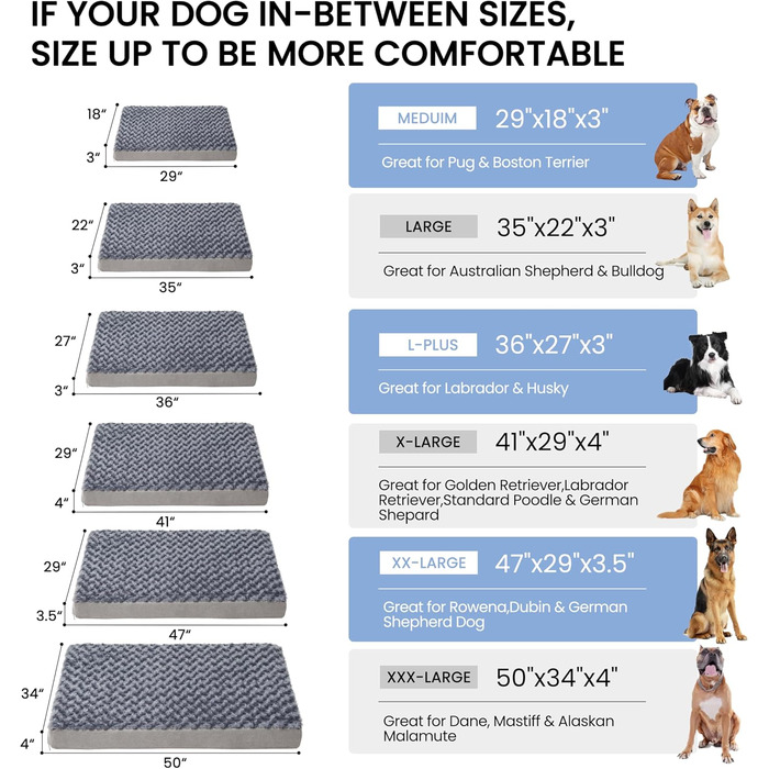 Ортопедичне ліжко для собак з memory foam, прохолодне ліжко для великих собак, водонепроникне ліжко для тварин для клітки знімний, пральний чохол, розмір XXL (119,4 см, 50 кг) XX-Large-47'x 29' x 3.5' Рожевий плюш