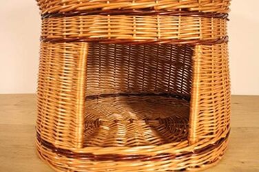 Дерев'яний кігтеточка-кімната для котів з подушками, кімната для собак, корзина для котів з ротангу, натуральний дизайн